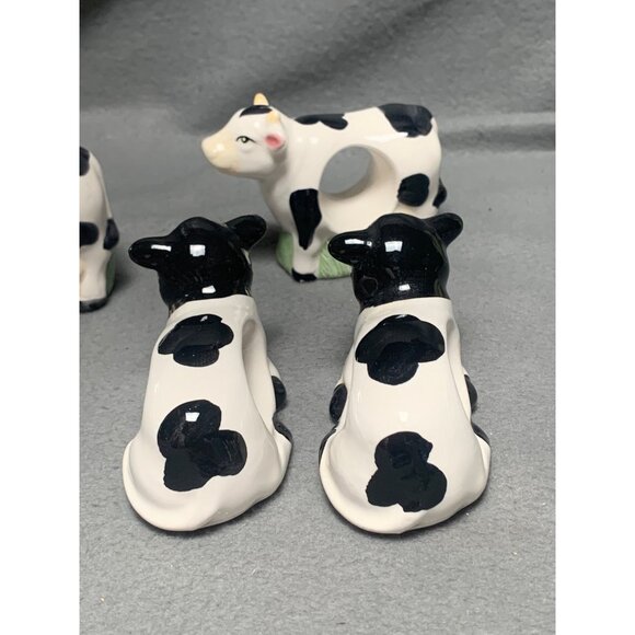 Cow Napkin Holder Ring Set of 4 Ceramic Vintage Farmhouse Decor - Picture 7 of 16